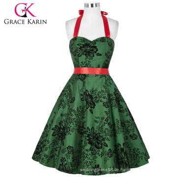 Grace Karin Damen Short Halter NT Taft Günstige Green Retro Vintage Kleid 50s CL008963-4